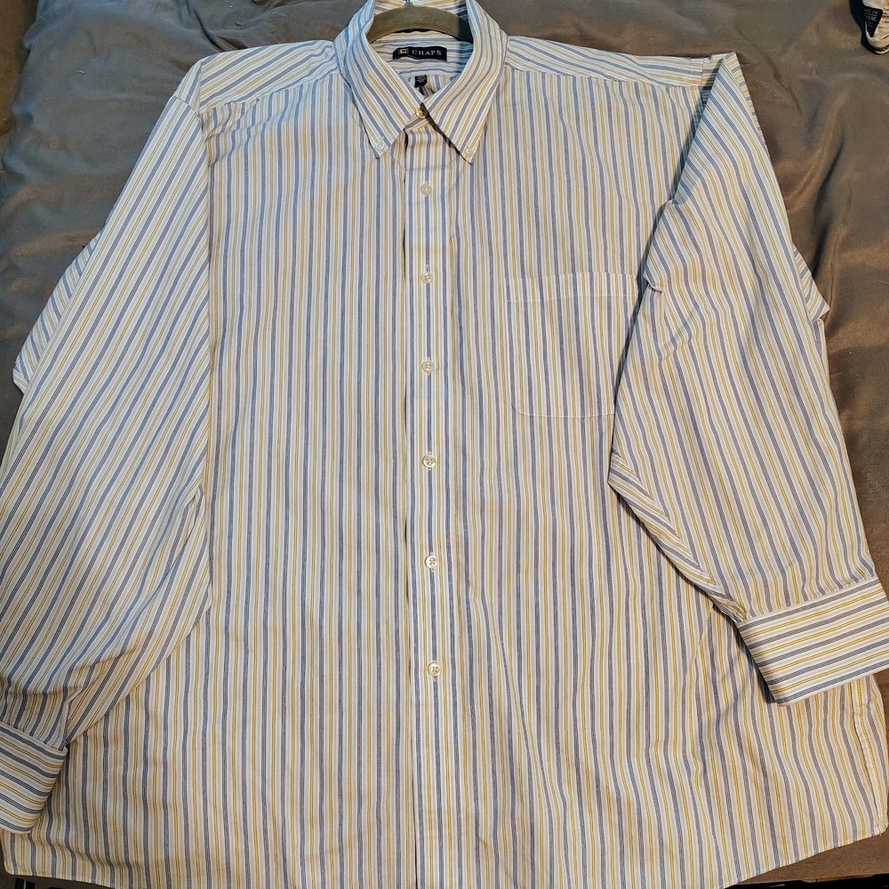 Men's Chaps Striped Blue and Yellow Long Sleeve Shirt